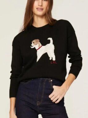 Ralph Lauren Dog Sweater Jack Russell Crew Black Large